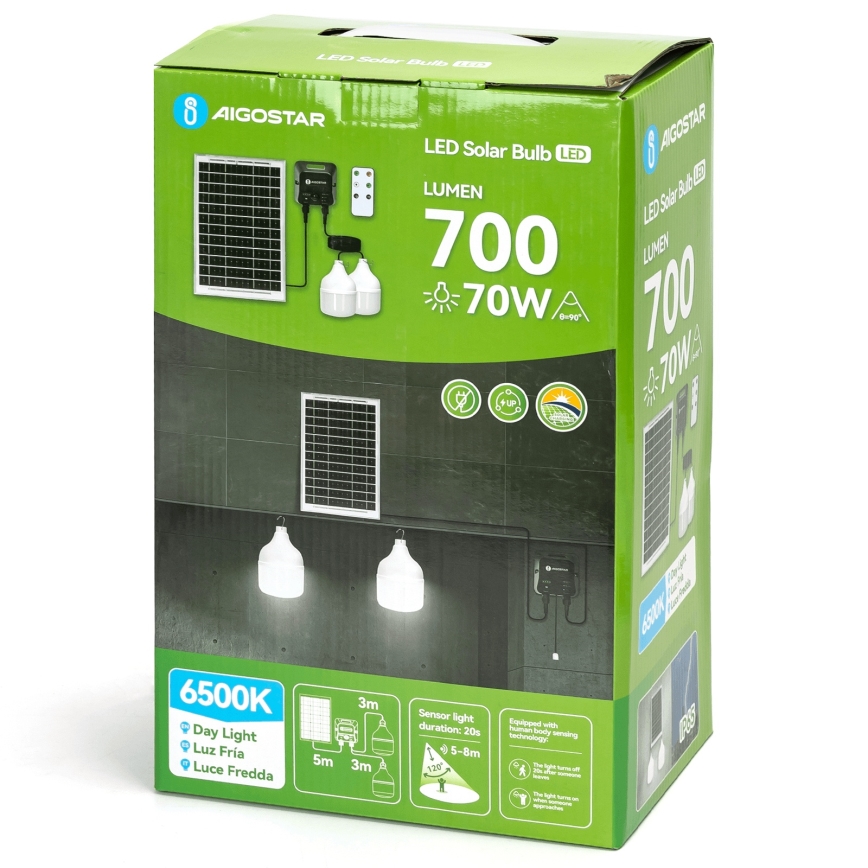 Aigostar - Candelabru solar LED cu senzor 2x LED / 35W / 12V 6000 mAh 6500 K IP65 diametru 10 cm + telecomandă