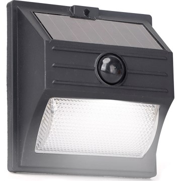 Aigostar - Lampă solară LED cu senzor, 3,7 V, 6500 K, 500 mAh, IP65, neagră