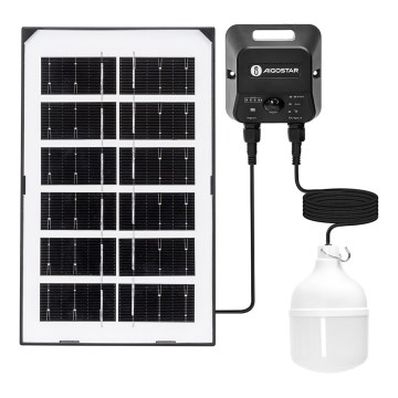 Aigostar - Lampă suspendată solară LED cu senzor, 35W/12V, 3000 mAh, 6500K, IP65, Ø 10 cm + telecomandă