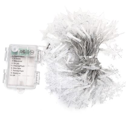 Aigostar - Ghirlandă LED pentru exterior, 100 LED, 8 funcții, alimentare 3xAA, 10 m, IP44, alb rece
