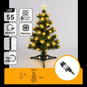 Aigostar - LED brad de Crăciun pentru exterior 55xLED/8 funcții 0,6 m IP44 alb cald