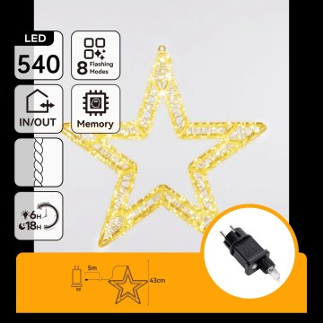 Aigostar - LED Decorațiune de Crăciun pentru exterior 540xLED/6W/230V IP44 alb cald 45cm stea