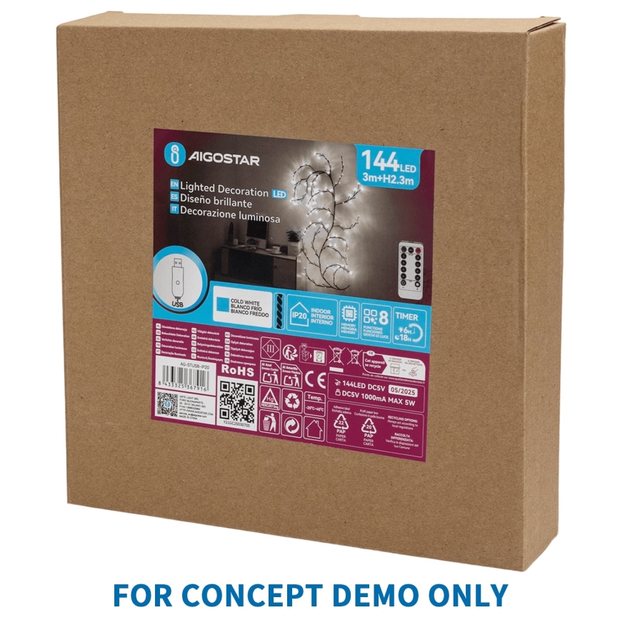 Aigostar - decorațiune LED de Crăciun pentru exterior 540xLED/6W/230V 43 cm IP44 fulg alb rece