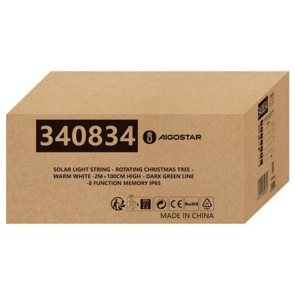Aigostar - decorațiune solară de Crăciun cu LED LED/0,59W/3,7V 100 cm IP65 130 mAh alb cald
