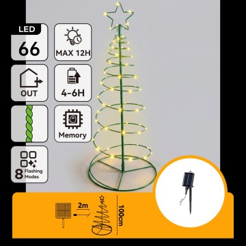 Aigostar - LED decorațiune solară de Crăciun LED/0,59W/3,7V 100 cm IP65 130 mAh brad alb cald