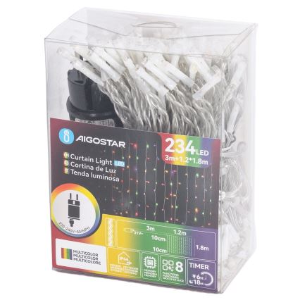 Aigostar - LED ghirlandă de Crăciun pentru exterior 234 LED/8 funcții 1,2x1,8 m IP44 multicoloră