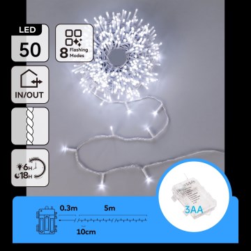 Aigostar - LED Ghirlandă de Crăciun pentru exterior 50xLED 5,3m IP44 alb rece