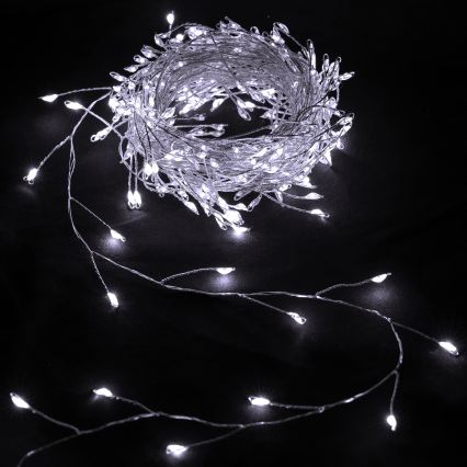Aigostar - Ghirlandă LED de Crăciun pentru exterior 50xLED/8 funcții 3xAA 1,8m IP44 alb rece