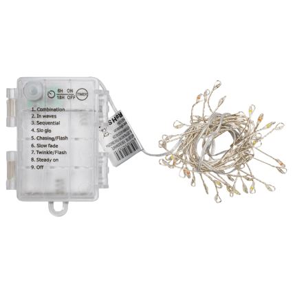Aigostar - LED ghirlandă de Crăciun pentru exterior 50xLED/8 funcții 3xAA 1,8m IP44 multicolor