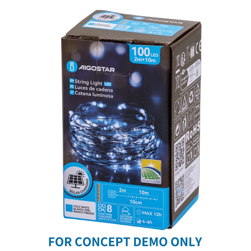 Aigostar - LED Ghirlandă de Crăciun pentru exterior 600xLED/8 funcții 5m IP44 alb rece
