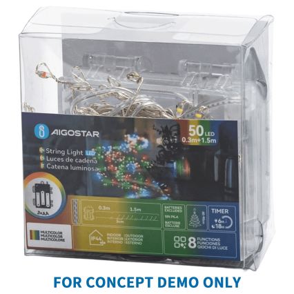 Aigostar - LED Ghirlandă de exterior pentru Crăciun 100xLED/8 funcții 3xAA 3,3m IP44 alb cald