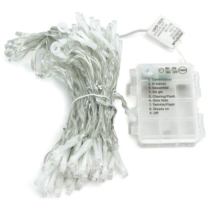 Aigostar - ghirlandă LED de Crăciun pentru exterior 372xLED/8 funcții 3xAA 6x1,2m IP44 alb cald