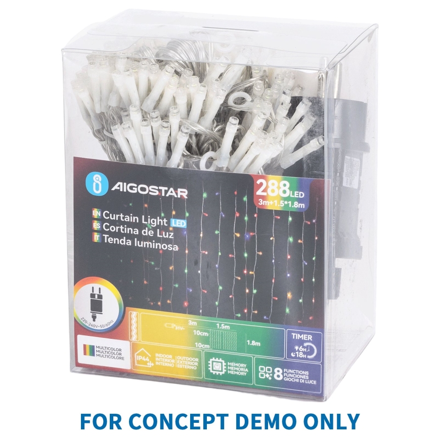 Aigostar - ghirlandă LED de Crăciun pentru exterior 372xLED/8 funcții 3xAA 6x1,2m IP44 alb cald