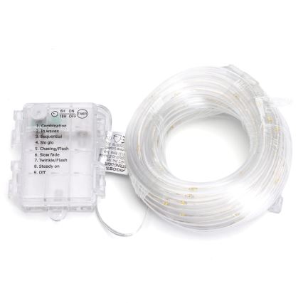 Aigostar - Ghirlandă LED de exterior pentru Crăciun 150 LED/8 funcții 3xAA 15,3 m IP44 alb cald