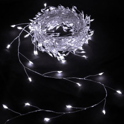 Aigostar - Ghirlandă LED de exterior pentru Crăciun 300xLED/8 funcții 3xAA 9,3m IP44 alb rece