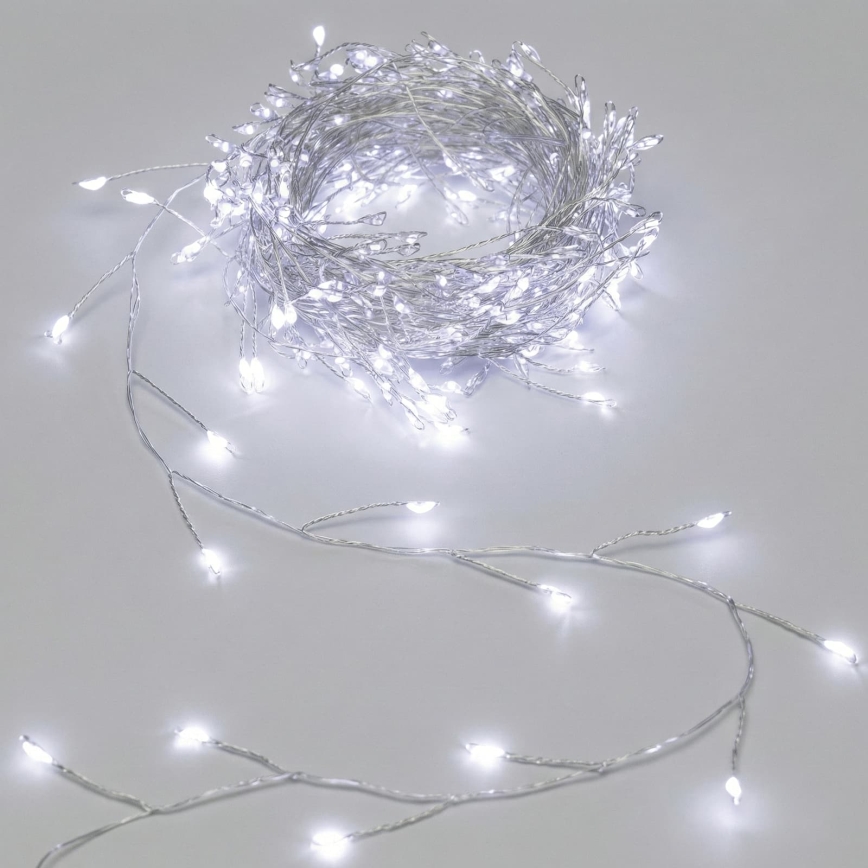 Aigostar - Ghirlandă LED de exterior pentru Crăciun 300xLED/8 funcții 3xAA 9,3m IP44 alb rece
