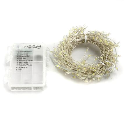 Aigostar - Ghirlandă LED de exterior pentru Crăciun 300xLED/8 funcții 3xAA 9,3m IP44 alb rece