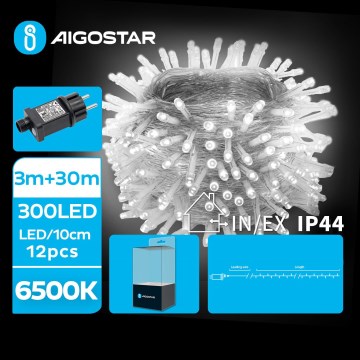 Aigostar - LED ghirlandă luminoasă de exterior pentru Crăciun 300xLED/8 funcții 33m IP44 alb rece