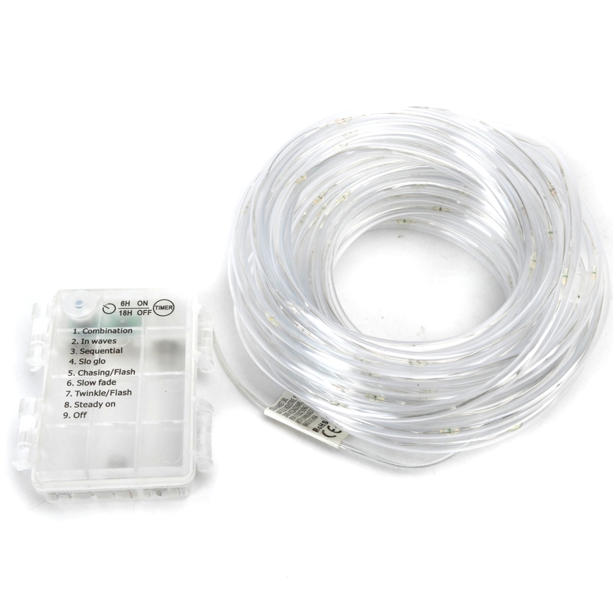 Aigostar - Ghirlandă LED de Crăciun pentru exterior 50xLED/8 funcții 3xAA 5,3m IP44 alb rece
