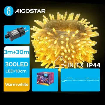 Aigostar - LED instalație de Crăciun pentru exterior 300xLED/8 funcții 33m IP44 alb cald