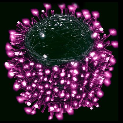 Aigostar - LED instalație de exterior pentru Crăciun, 100xLED, 8 funcții, 3xAA, 5,3 m, IP44, roz