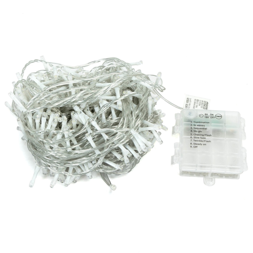 Aigostar - Ghirlandă de Crăciun LED pentru exterior 300xLED/8 funcții 4xAA 30m IP44 alb rece