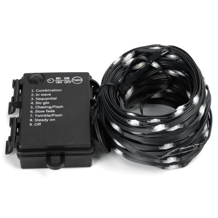 Aigostar -LED Instalație luminoasă de Crăciun pentru exterior 50xLED/8 funcții 3xAA 5,3m IP44 alb rece