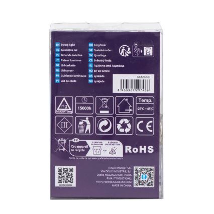 Aigostar - Ghirlandă de Crăciun LED pentru exterior, 100 LED/8 funcții, 3xAA, 10,3 m, IP44, multicoloră