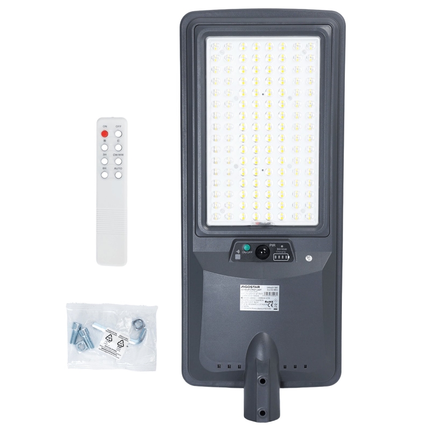 Aigostar - LED Lampă stradală solară cu senzor LED/300W/3,2V 3000/4000/6500K 3600mAh + telecomandă