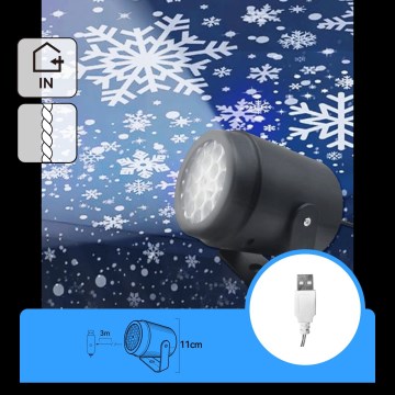 Aigostar - LED proiector de Crăciun cu fulgi de zăpadă LED/5W/230V alb rece