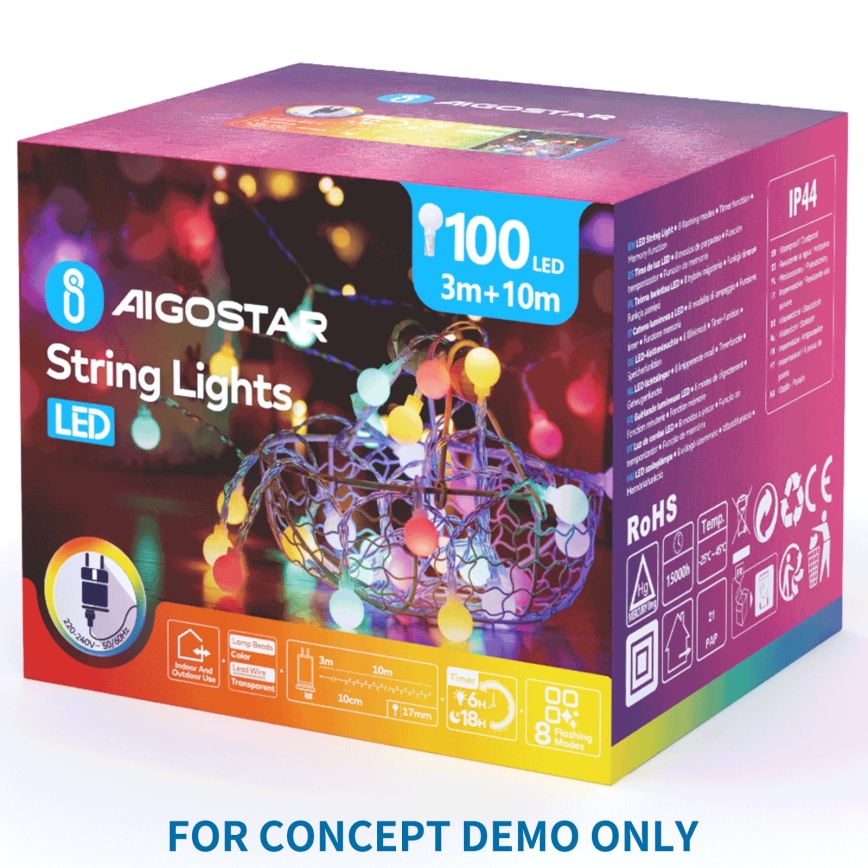 Aigostar - LED proiector de Crăciun cu fulgi de zăpadă LED/5W/230V alb rece
