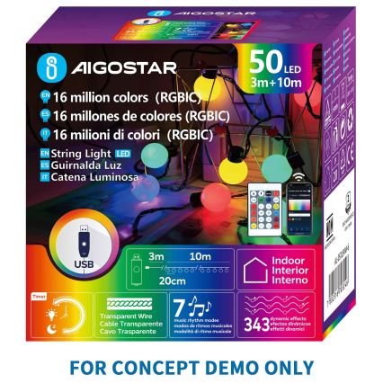 Aigostar - LED RGBIC Ghirlandă decorativă 25xLED/5W/USB 5 m multicolor