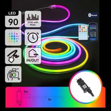 Aigostar - LED RGBICW Instalație luminoasă de Crăciun inteligentă pentru exterior MESH 90xLED 3m IP44 + telecomandă