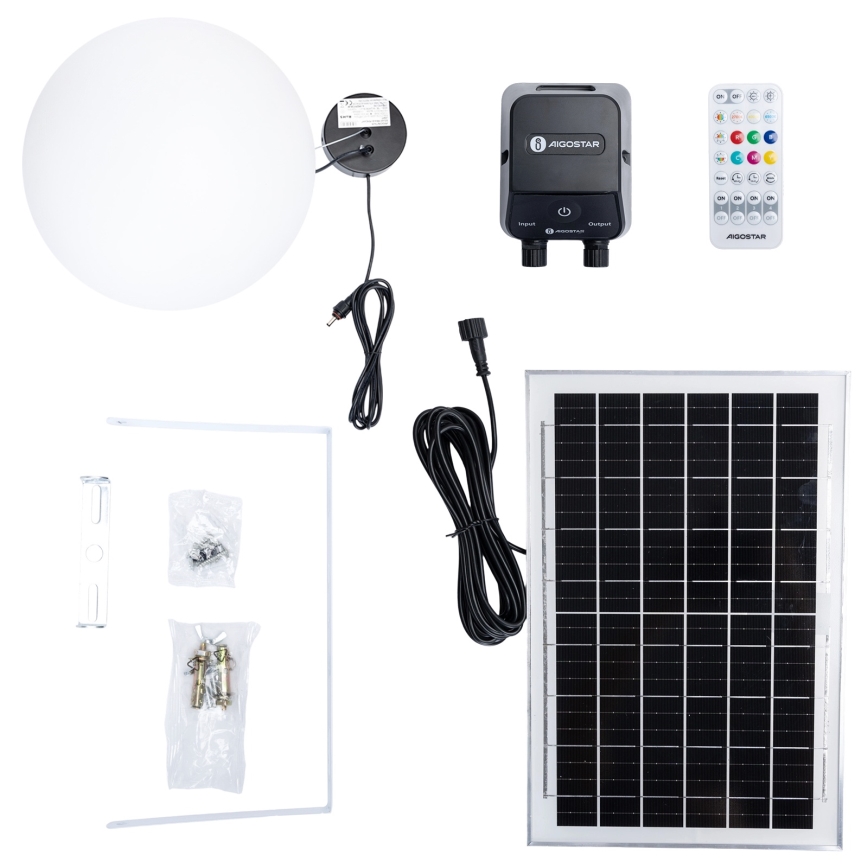 Aigostar - Lampă solară reglabilă LED RGBW MESH LED/5W/3,7V 8000 mAh 2700K-6500K IP65 Ø 30 cm