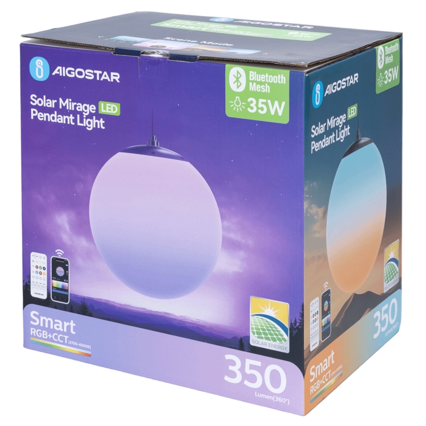 Aigostar - Lampă solară reglabilă LED RGBW MESH LED/5W/3,7V 8000 mAh 2700K-6500K IP65 Ø 30 cm