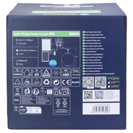 Aigostar - Lampă solară reglabilă LED RGBW MESH LED/5W/3,7V 8000 mAh 2700K-6500K IP65 Ø 30 cm