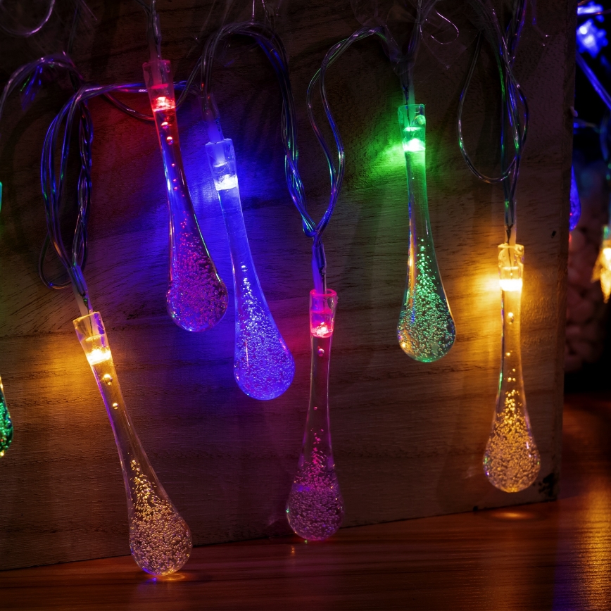 Aigostar - Ghirlandă LED de exterior pentru Crăciun 25xLED/8 funcții 3xAA 2,5m IP44 picături multicolore