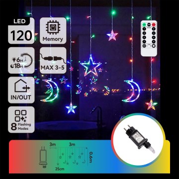 Aigostar - LED RGBY ghirlandă luminoasă de Crăciun pentru exterior 120xLED/8 funcții 3x0,6m IP44 multicolor + telecomandă