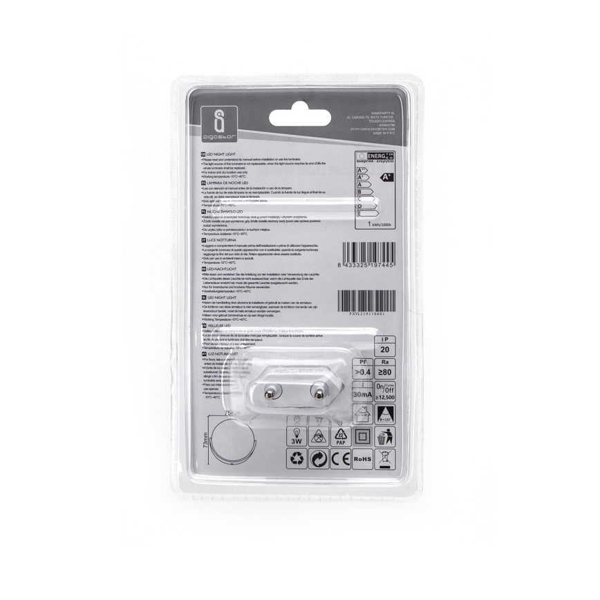 Aigostar - Lumină LED de veghe cu senzor LED/1W/230V 6500K rotund