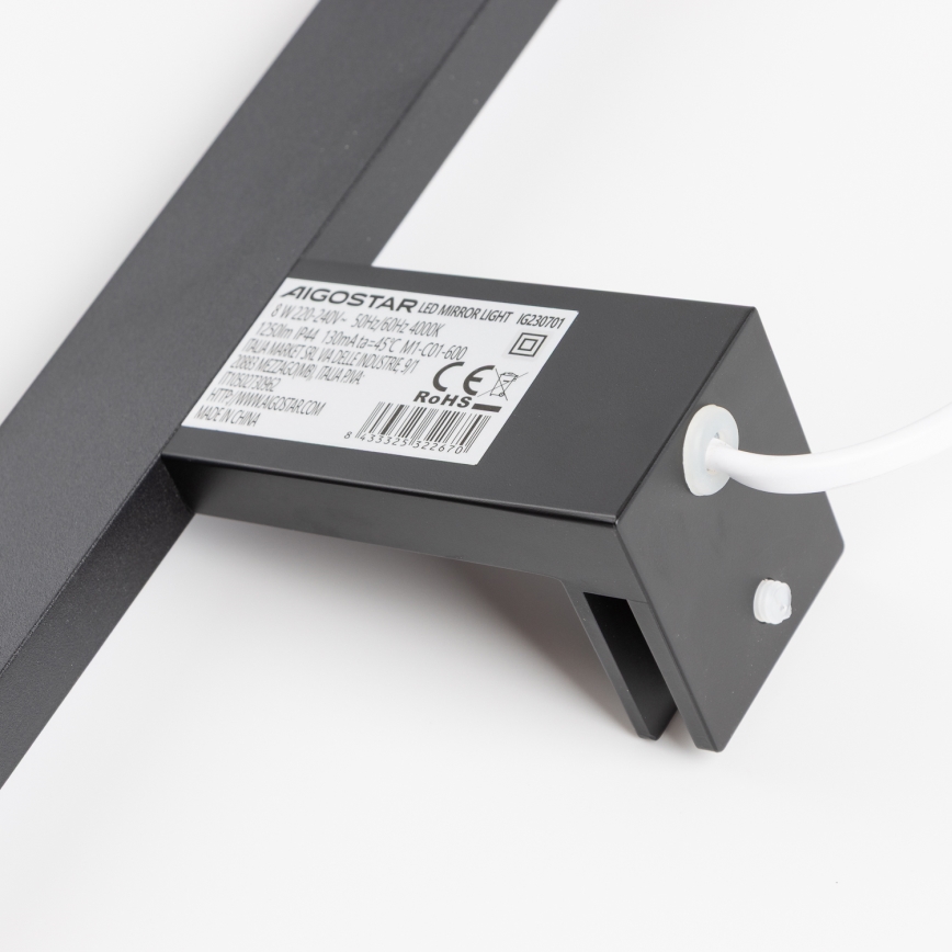 Aigostar - Lumină LED pentru oglindă de baie, 8W, 230V, 4000K, 40 cm, IP44, negru