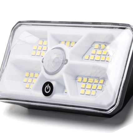 Aigostar - Lampă solară LED cu senzor, 3,7 V, 6500 K, 500 mAh, IP65, neagră