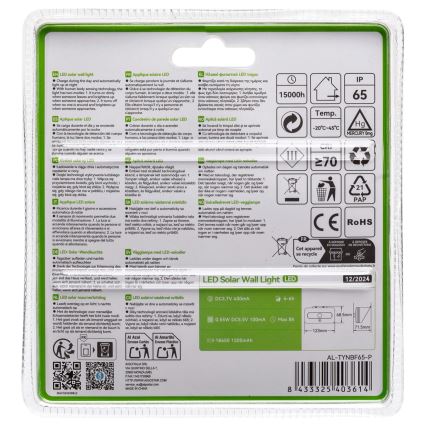 Aigostar - Lampă solară LED cu senzor, 3,7 V, 6500 K, 500 mAh, IP65, neagră