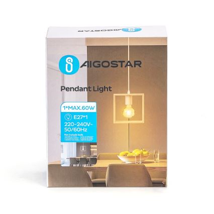 Aigostar - Lustră din lemn pe cablu 1xE27/60W/230V lemn de pin
