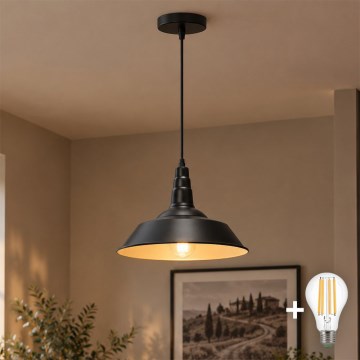 Aigostar - Lustră LED pe cablu 1xE27/60W/230V, diametru 36 cm, neagră