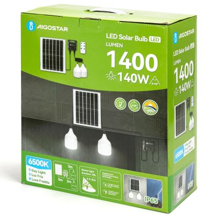 Aigostar - Lustră solară LED cu senzor 2xLED/70W/12V 12000 mAh 6500K IP65 Ø 12 cm + telecomandă