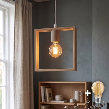 Aigostar - Lustră LED suspendată din lemn de pin pe cablu 1xE27/9W/230V 2200K