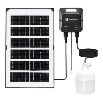 Aigostar - Lustră solară cu LED/35W/12V 3000 mAh 6500K IP65 Ø 10 cm + telecomandă
