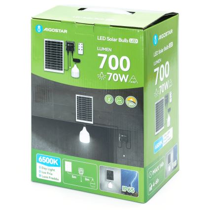 Aigostar - candelabru solar LED/70W/12V 6000 mAh 6500K IP65 Ø 12 cm + telecomandă