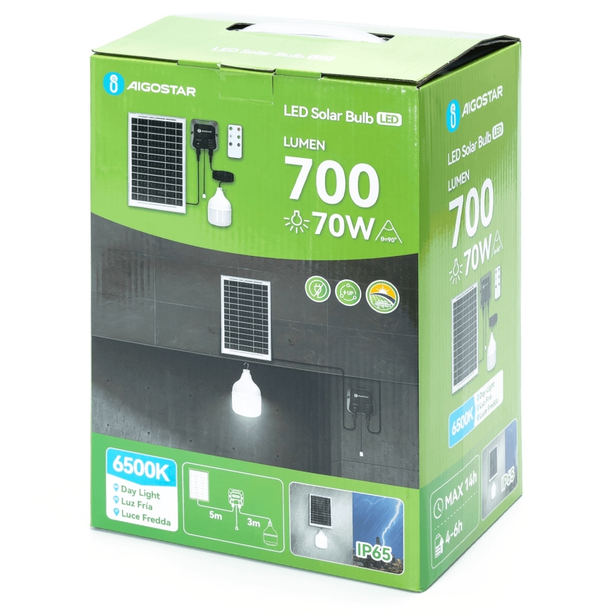 Aigostar - candelabru solar LED/70W/12V 6000 mAh 6500K IP65 Ø 12 cm + telecomandă