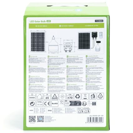 Aigostar - candelabru solar LED/70W/12V 6000 mAh 6500K IP65 Ø 12 cm + telecomandă